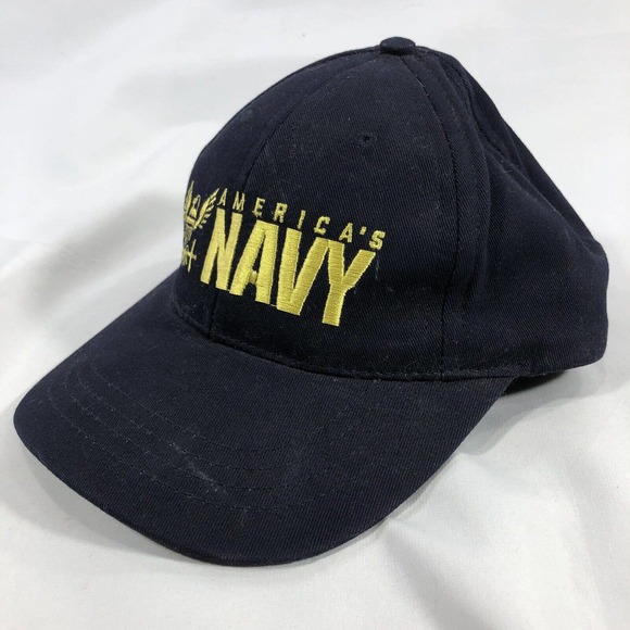 Americas Navy Hat Cap Strap Back Mens Military Adjustable Logo USA Made One Size - Picture 2 of 12